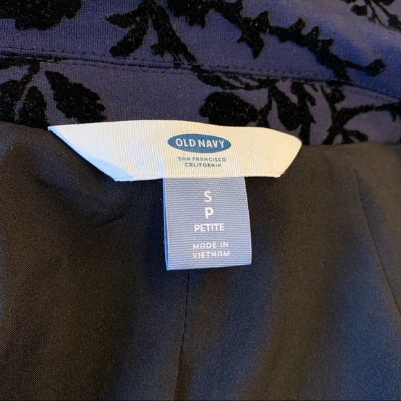 OLD NAVY CROPPED BLAZER NAVY BLACK VELVET FLORAL - Picture 10 of 13